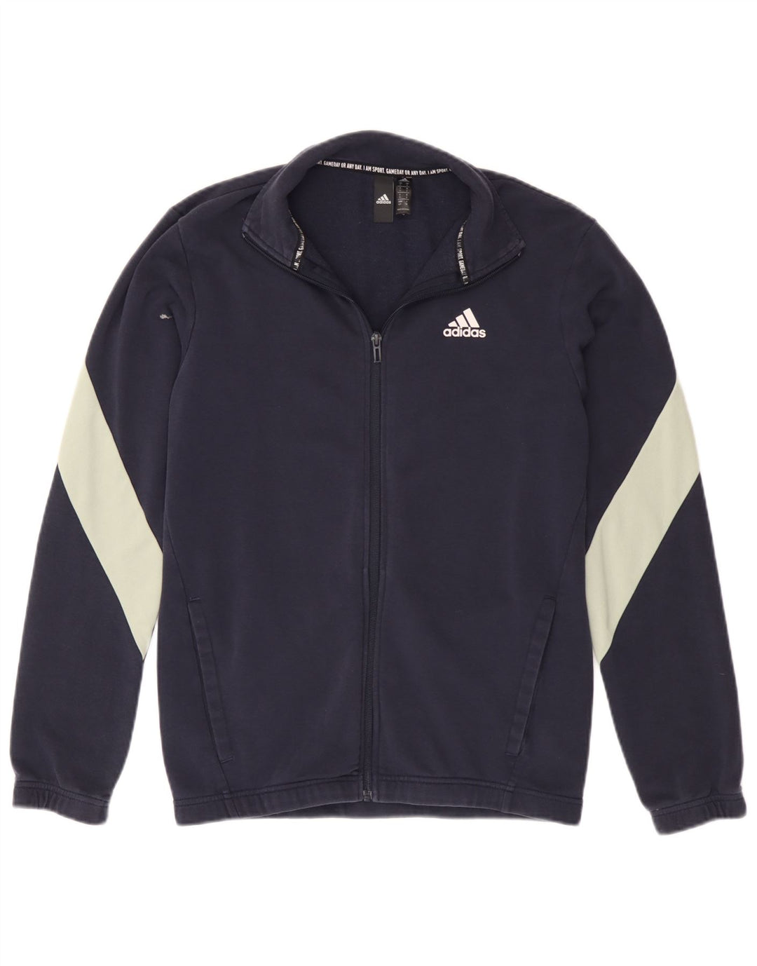 Giacca da ginnastica da uomo Adidas piccola in cotone color block blu navy