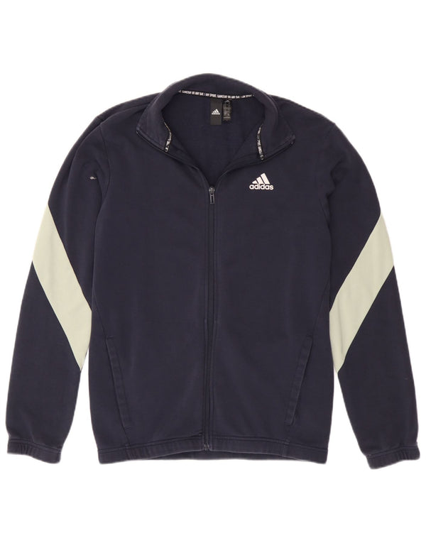 Giacca da ginnastica da uomo Adidas piccola in cotone color block blu navy