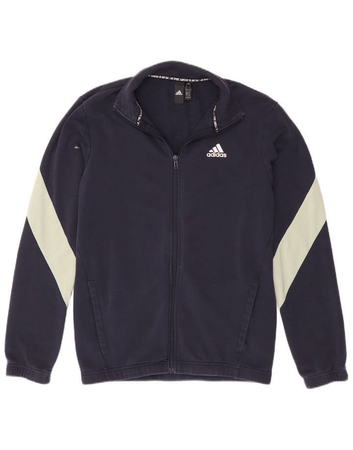 Giacca da ginnastica da uomo Adidas piccola in cotone color block blu navy