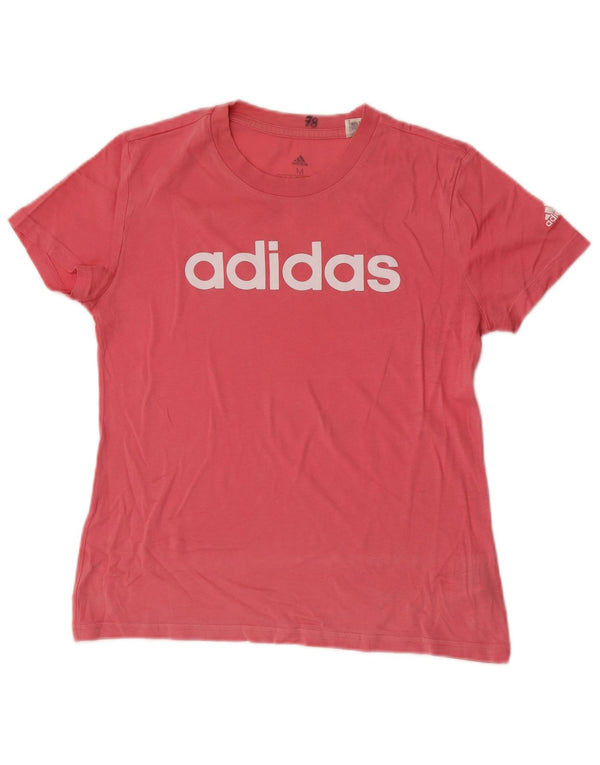 T-shirt grafica da donna Adidas Top UK 12/14 cotone rosa medio