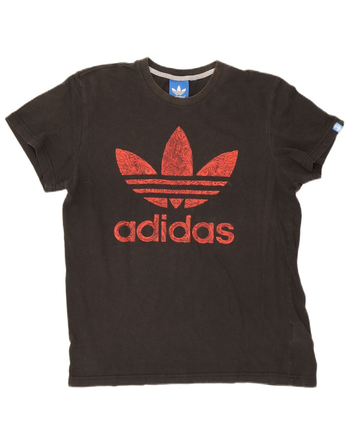 T-shirt grafica da uomo Adidas Top grande in cotone grigio