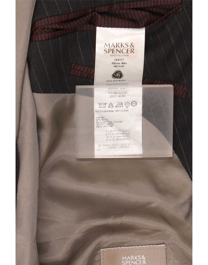 Giacca blazer a 2 bottoni da uomo Marks & Spencer UK 40 gessato grigio medio