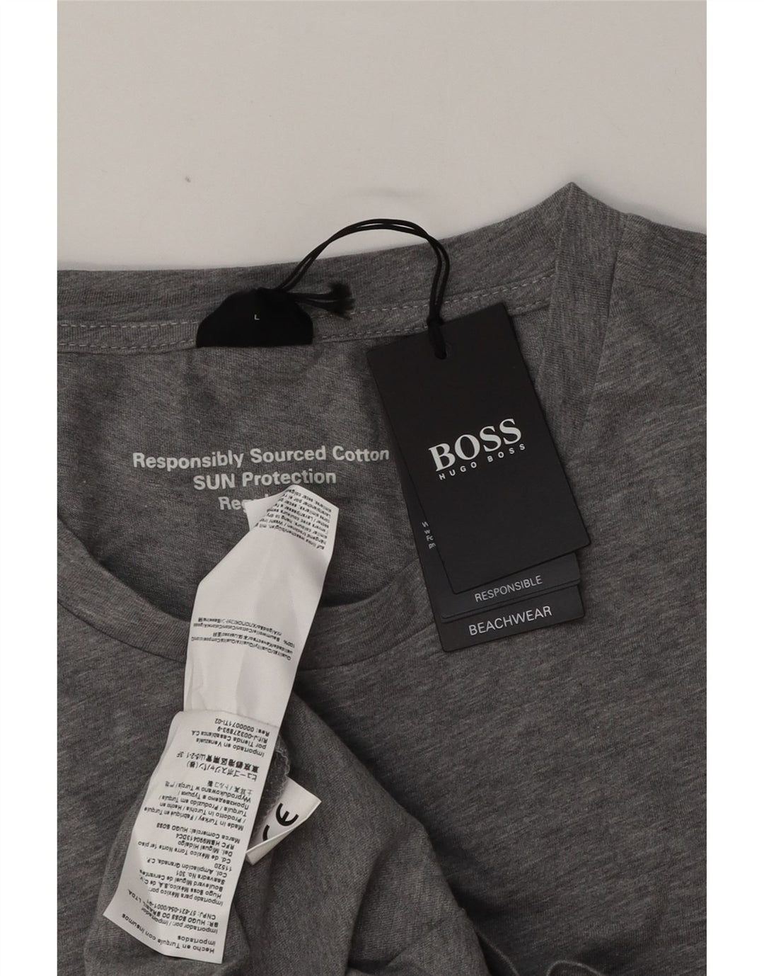 T-shirt grafica da uomo Hugo Boss Top grande in cotone grigio