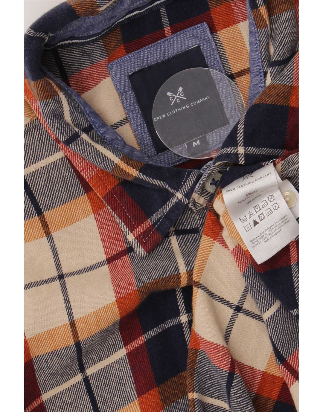Crew Clothing Camicia da uomo in flanella di cotone a quadri blu navy medio