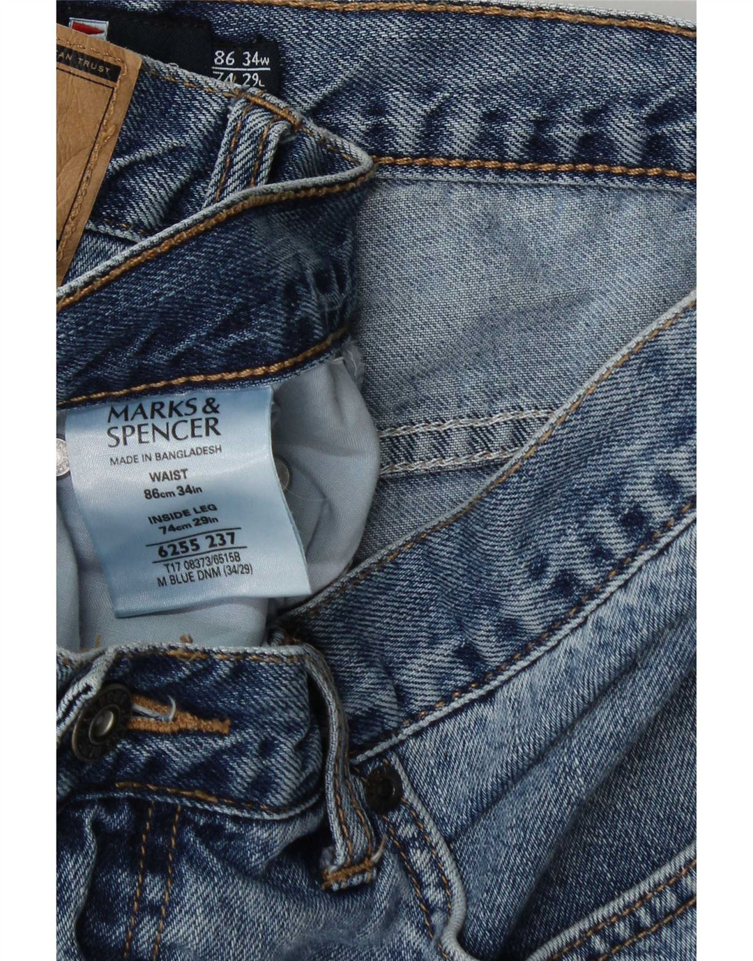 Jeans dritti da uomo Marks & Spencer Blue Harbour W34 L29 cotone blu