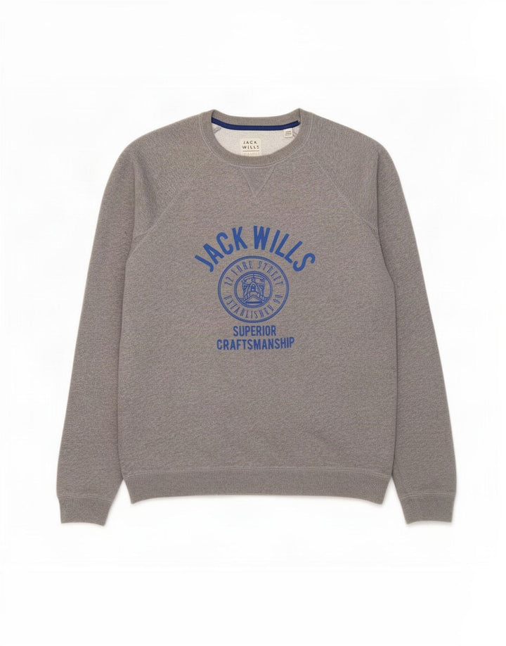 Felpa grafica da uomo Jack Wills Maglione cotone chiazzato grigio medio