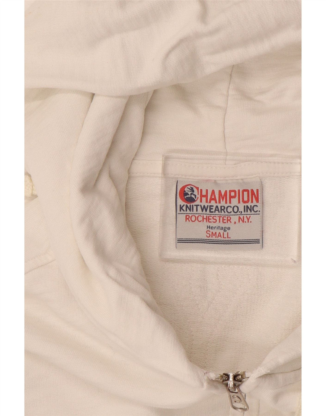 Maglione con cappuccio e zip CHAMPION da donna Heritage UK 10 piccolo bianco