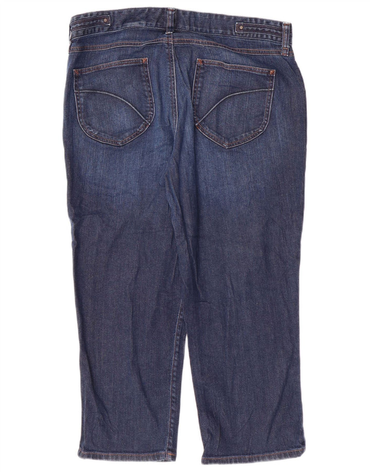 EDDIE BAUER Jeans Capri alti da donna US 12 Large W34 L23 Cotone blu navy