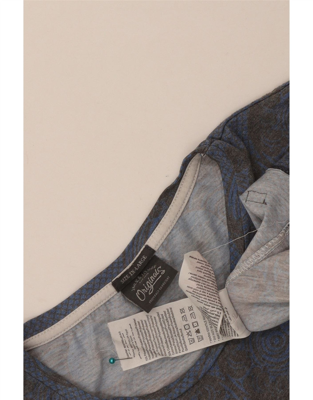 Jack & Jones T-shirt grafica da uomo Top 2XL Poliestere geometrico blu