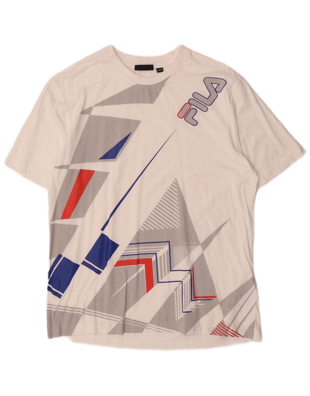 T-shirt grafica da uomo Fila Top in cotone geometrico bianco medio