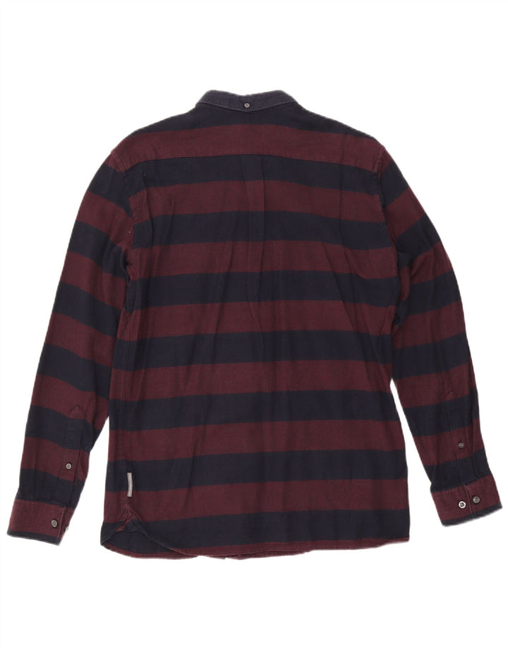 Camicia da uomo in flanella French Connection, cotone a righe bordeaux medio