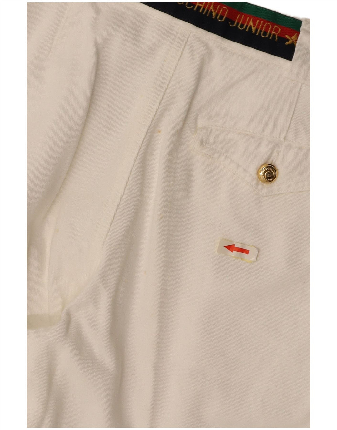 Pantaloni da abito con pedge grafico MOSCHINO per ragazzi 9-10 anni W24 L25 cotone bianco