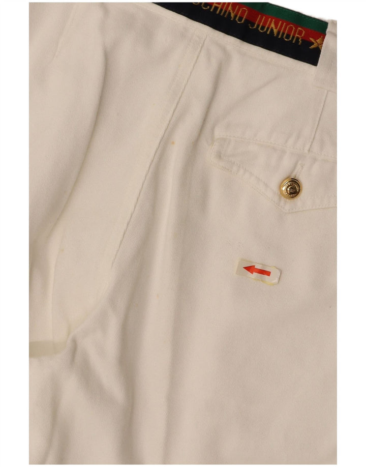 Pantaloni da abito con pedge grafico MOSCHINO per ragazzi 9-10 anni W24 L25 cotone bianco