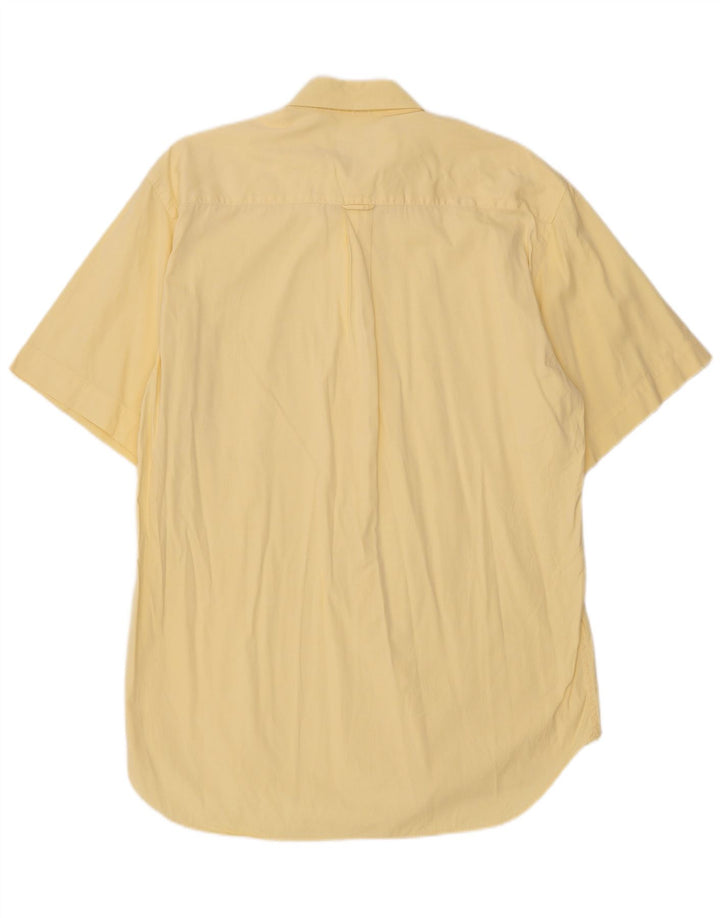 TRUSSARDI Mens Short Sleeve Shirt Large Yellow Cotton