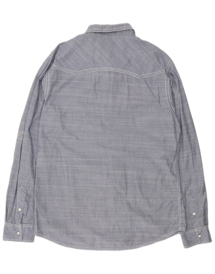 Camicia da uomo BKE dal taglio atletico, grande, in cotone blu