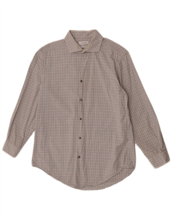 Camicia slim fit da uomo Calvin Klein taglia 15 1/2 grigio medio a quadri