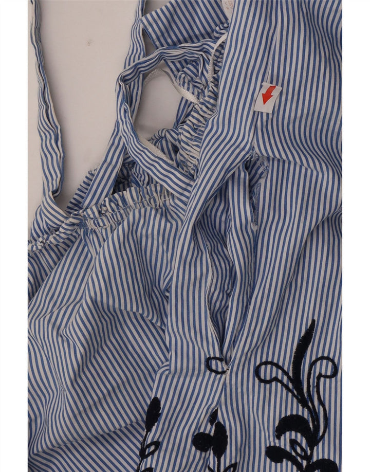 Top Zara da donna, camicetta oversize con spalle scoperte, taglia UK 14, a righe blu medio