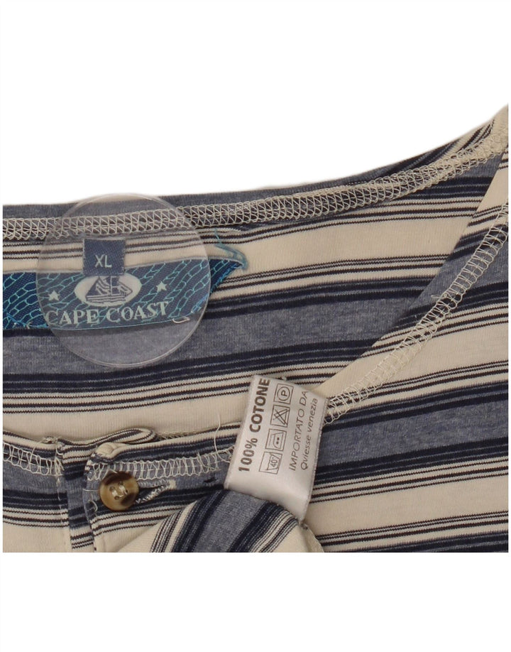 T-shirt da uomo VINTAGE Top XL in cotone a righe blu navy