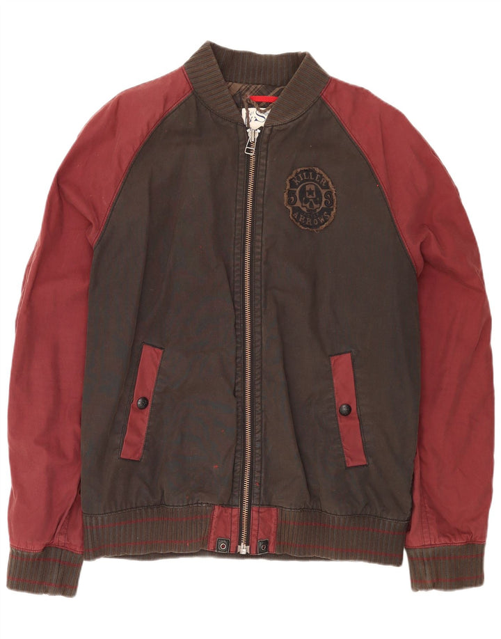 LEVI'S Giacca bomber da uomo UK 40 Large Marrone Colorblock Cotone