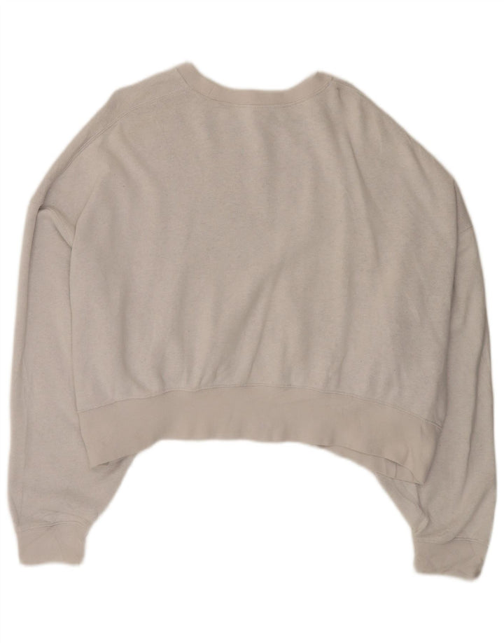 NIKE Felpa corta oversize da donna, maglione UK 14, cotone grigio medio