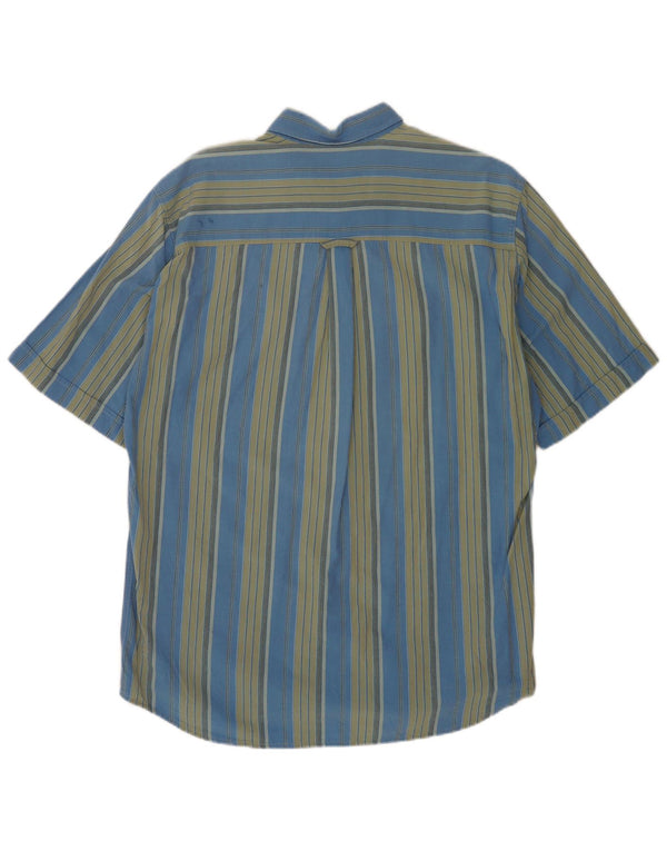 Camicia a maniche corte da uomo Marlboro Classics in cotone a righe grandi blu