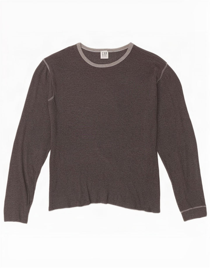 Top Gap da uomo a maniche lunghe in cotone grigio medio