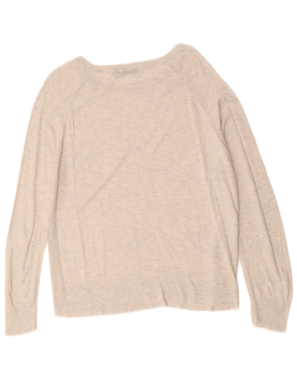 Maglione ZARA da donna oversize con scollo a barca UK 10 piccolo grigio