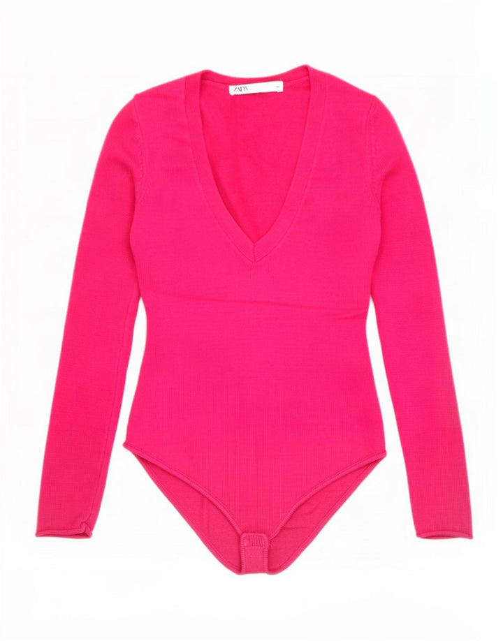 Body in maglia da donna Zara UK 8 Small rosa in viscosa