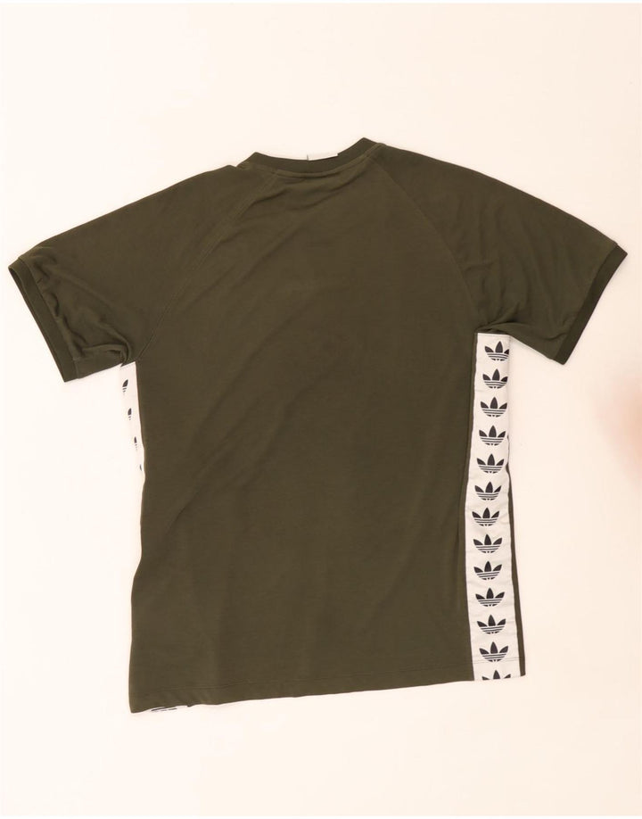 T-shirt grafica da uomo Adidas Top Large in poliestere color block kaki