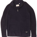JACK & JONES Maglione da uomo con collo con zip grande in cotone blu navy