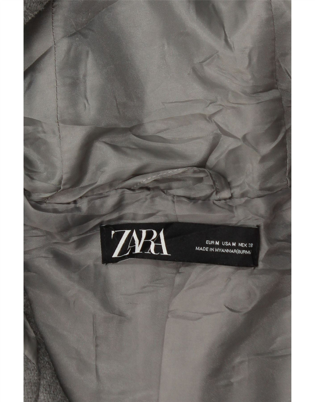 ZARA Womens Hooded Duffle Jacket UK 14 Medium Grey Acrylic