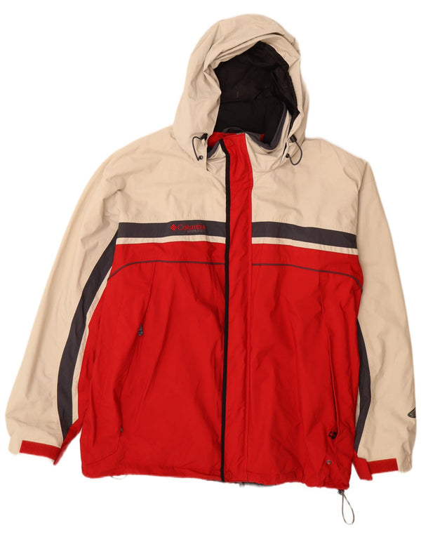 Giacca antipioggia da uomo Columbia Interchange con cappuccio UK 44 2XL Rosso Colourblock