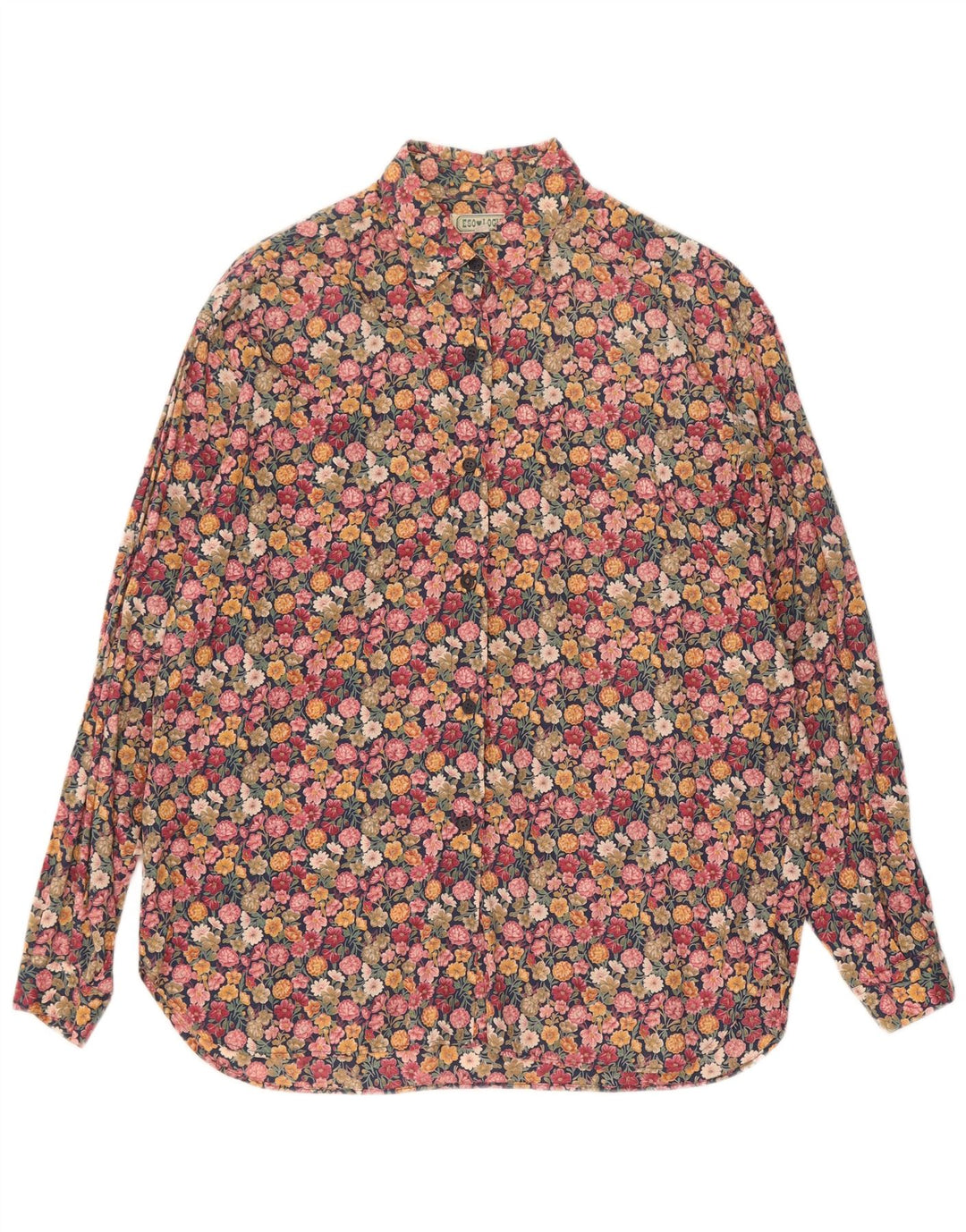 Camicetta camicia vintage da donna IT 44 media floreale multicolore