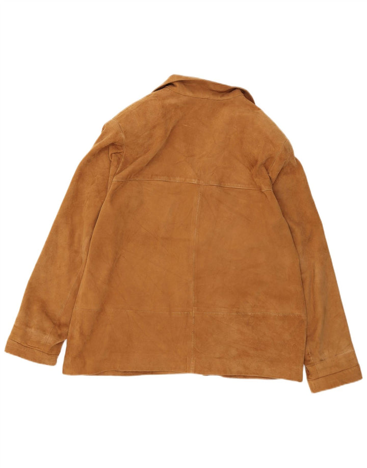 Giacca vintage in pelle scamosciata da donna UK 14 grande beige