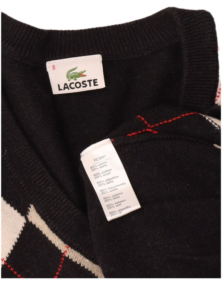 LACOSTE Maglione da uomo con scollo a V taglia 8 3XL nero a rombi/cotone diamante