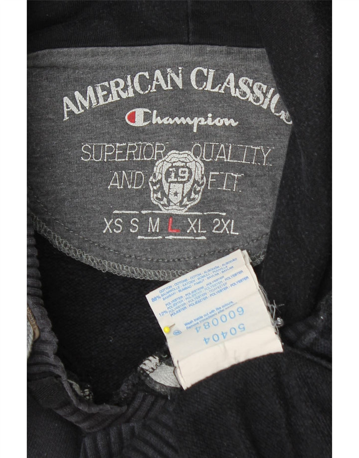 Maglione con cappuccio grafico da uomo CHAMPION grande in cotone nero