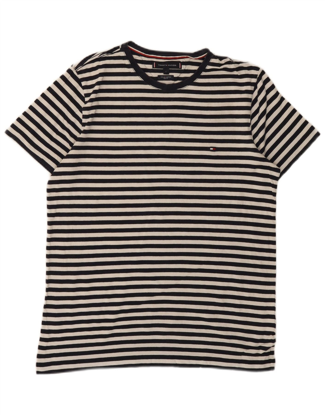 TOMMY HILFIGER T-shirt slim fit da donna UK 14 Large Black Striped