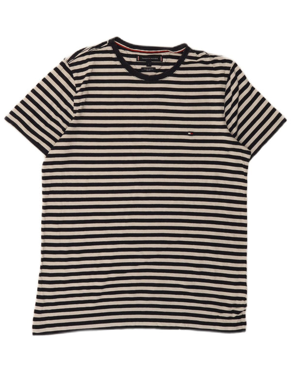 TOMMY HILFIGER T-shirt slim fit da donna UK 14 Large Black Striped