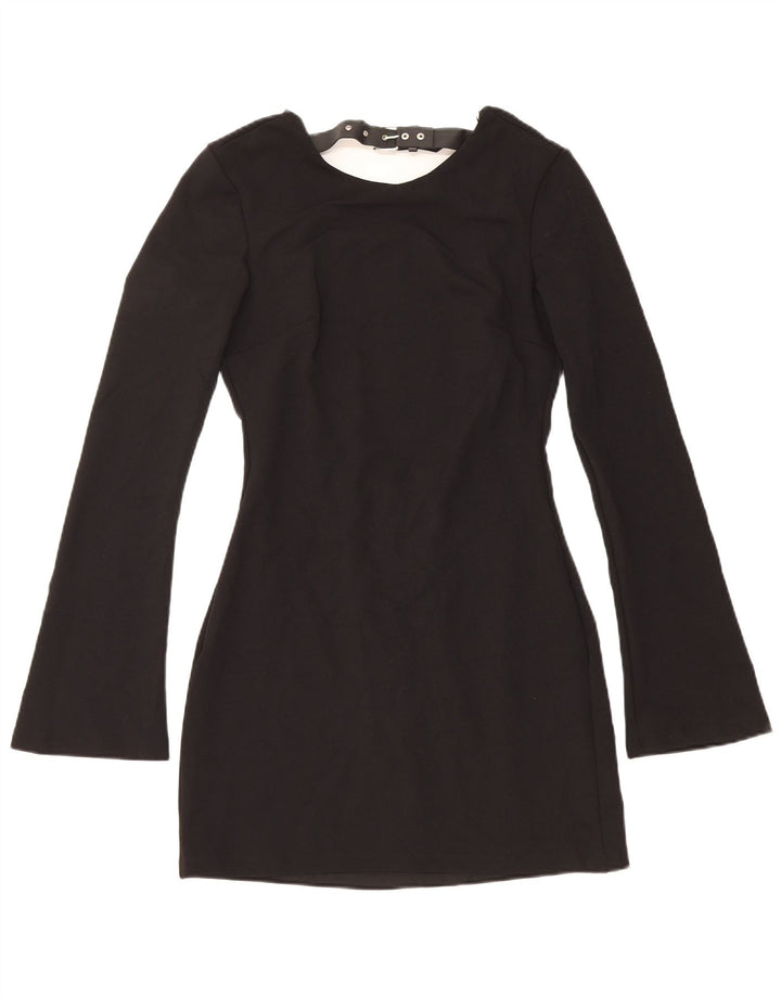 Abito tubino a maniche lunghe da donna Zara UK 12 poliestere nero medio