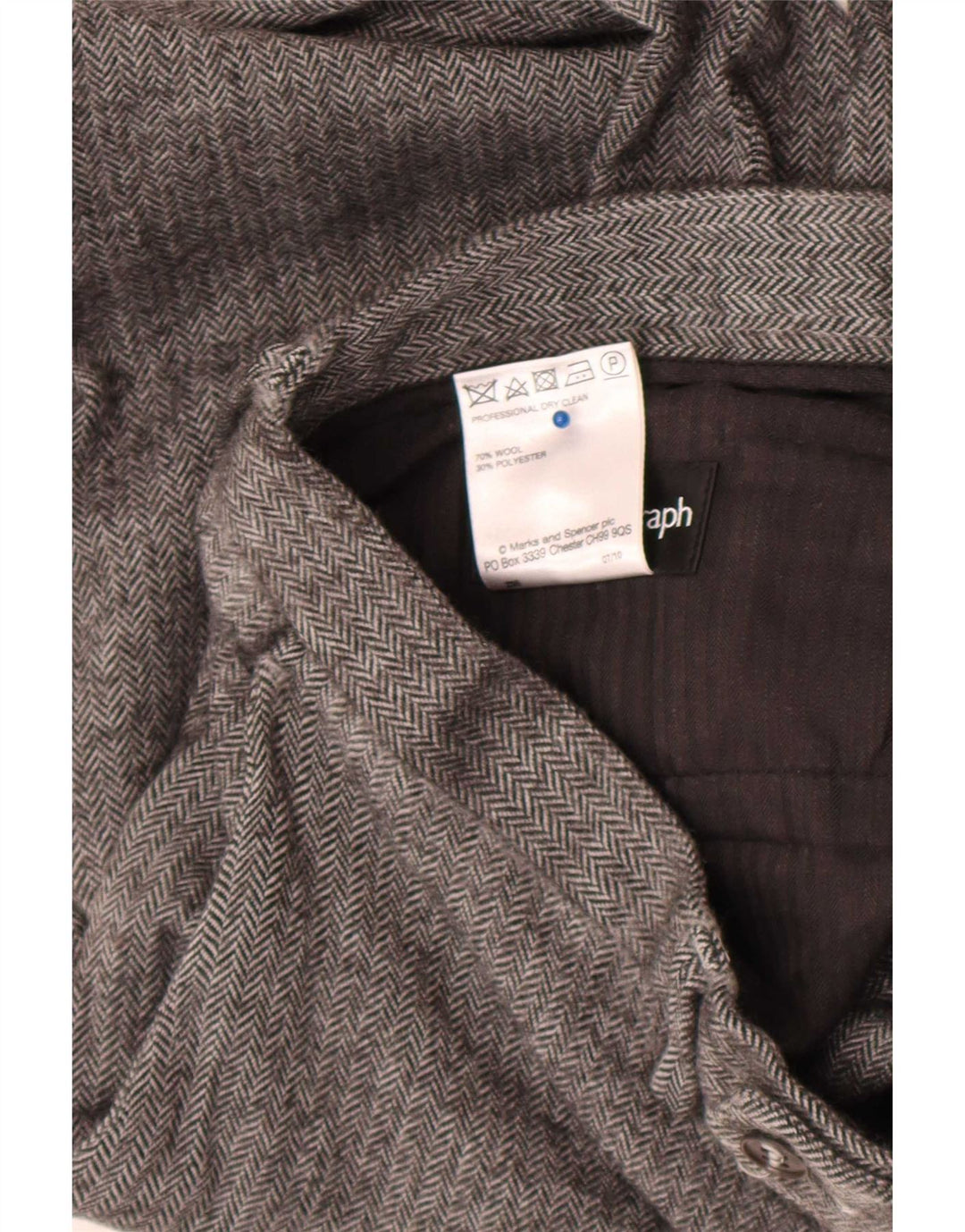 Pantaloni da completo da uomo Marks & Spencer Autograph W36 L28 Grigi a spina di pesce