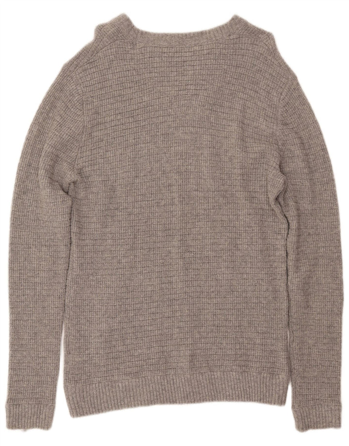 Crew Clothing Maglione girocollo da uomo in lana grigia grande