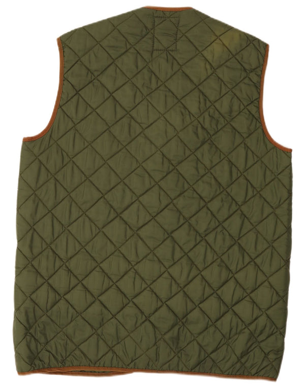 Gilet trapuntato da uomo vintage UK 40 grande verde