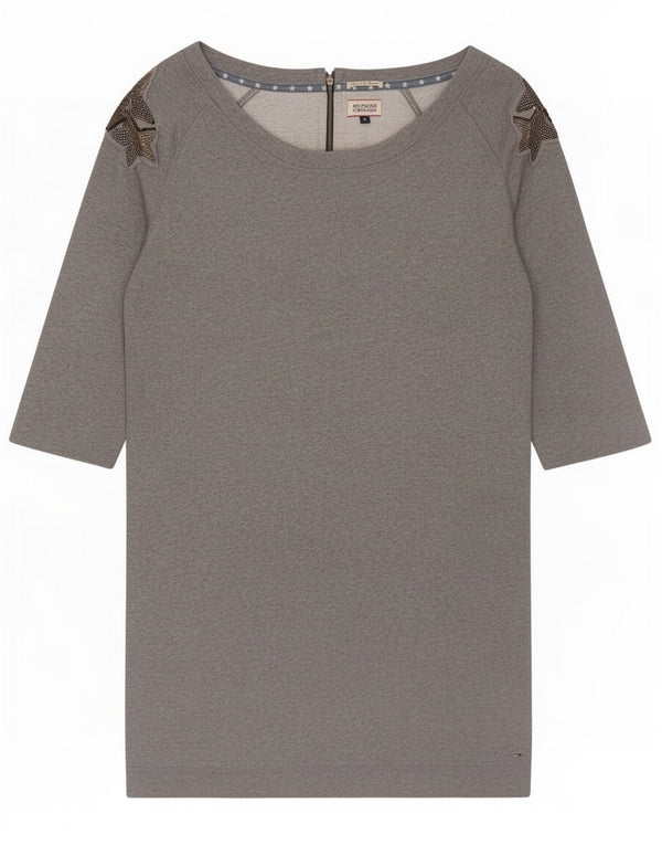 Tommy Hilfiger Womens 3/4 Sleeve Sheath Dress UK 14 Medium Grey Cotton