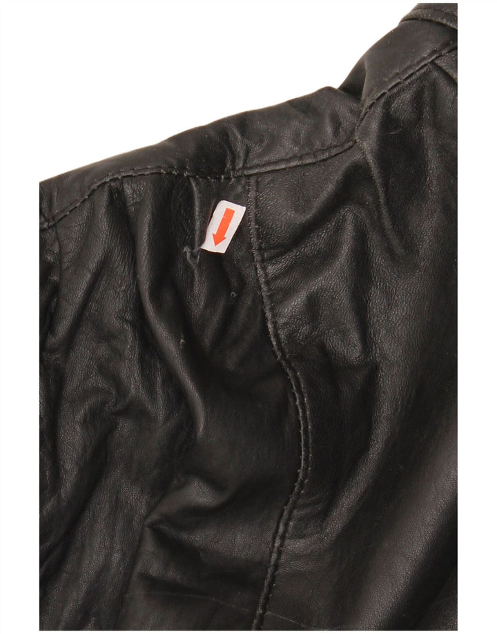 Giacca in pelle da donna vintage UK 20 2XL Pelle nera