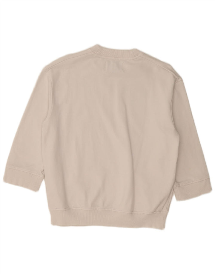 Calvin Klein Jeans Donna Felpa con maniche a 3/4 Maglione UK 14 Medio Bianco