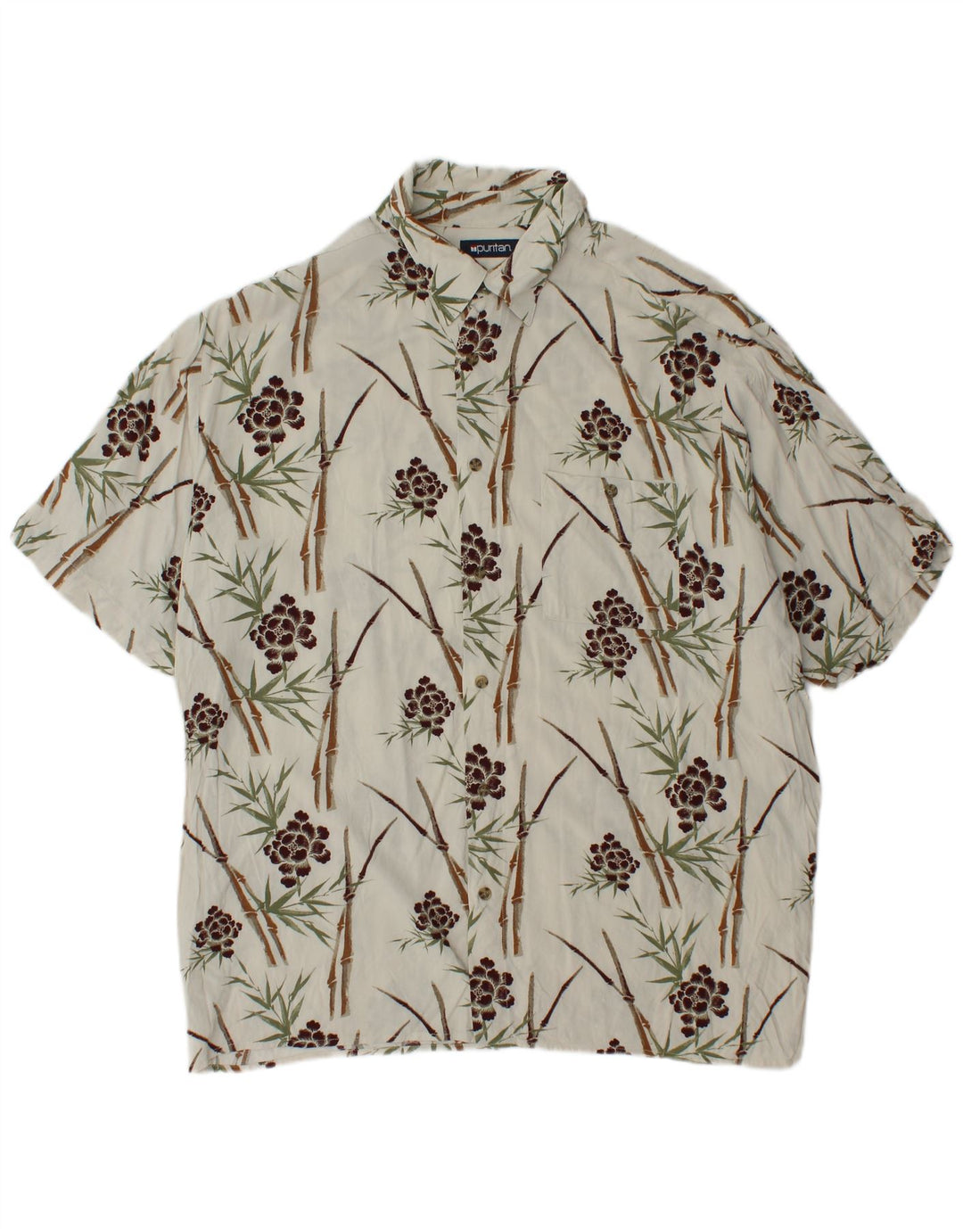 Camicia a maniche corte da uomo PURITAN XL in viscosa floreale bianca