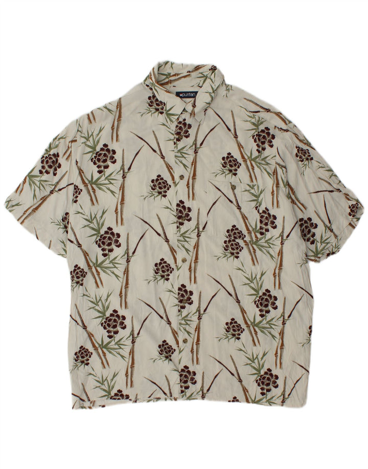 Camicia a maniche corte da uomo PURITAN XL in viscosa floreale bianca