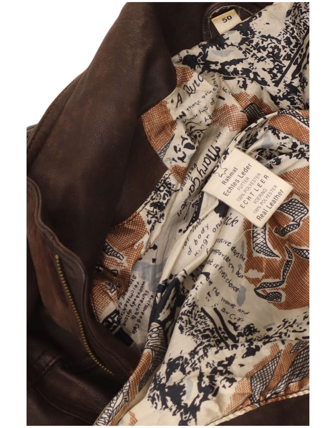 Cappotto in pelle da uomo VINTAGE EU 50 grande in pelle marrone