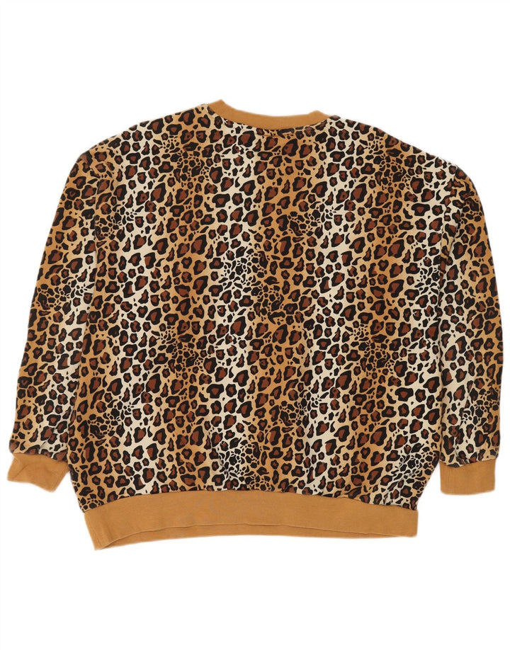 Felpa oversize da donna ADIDAS, maglione UK 8, piccola stampa animalier beige