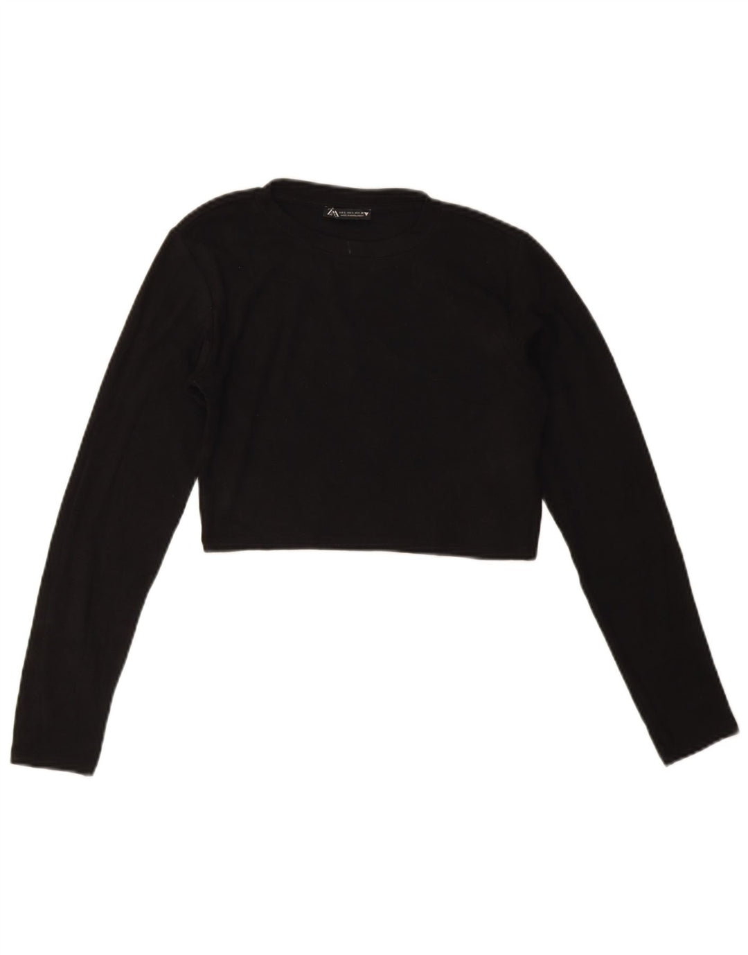 Top corto da donna Zara a maniche lunghe UK 16 grande cotone nero